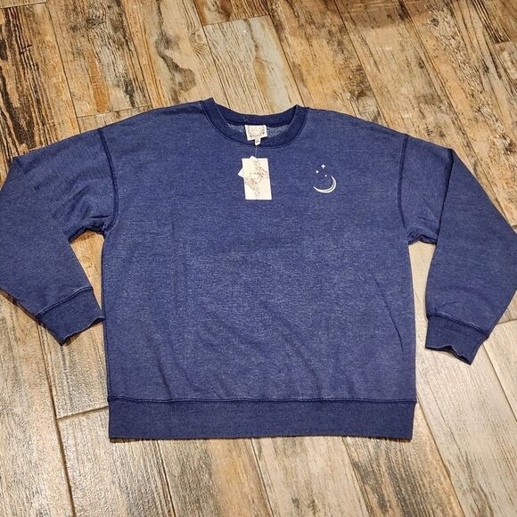 🔸️NWT Tru Self Blue Celestial Long Sleeve Sweatshirt Large - Picture 4 of 14
